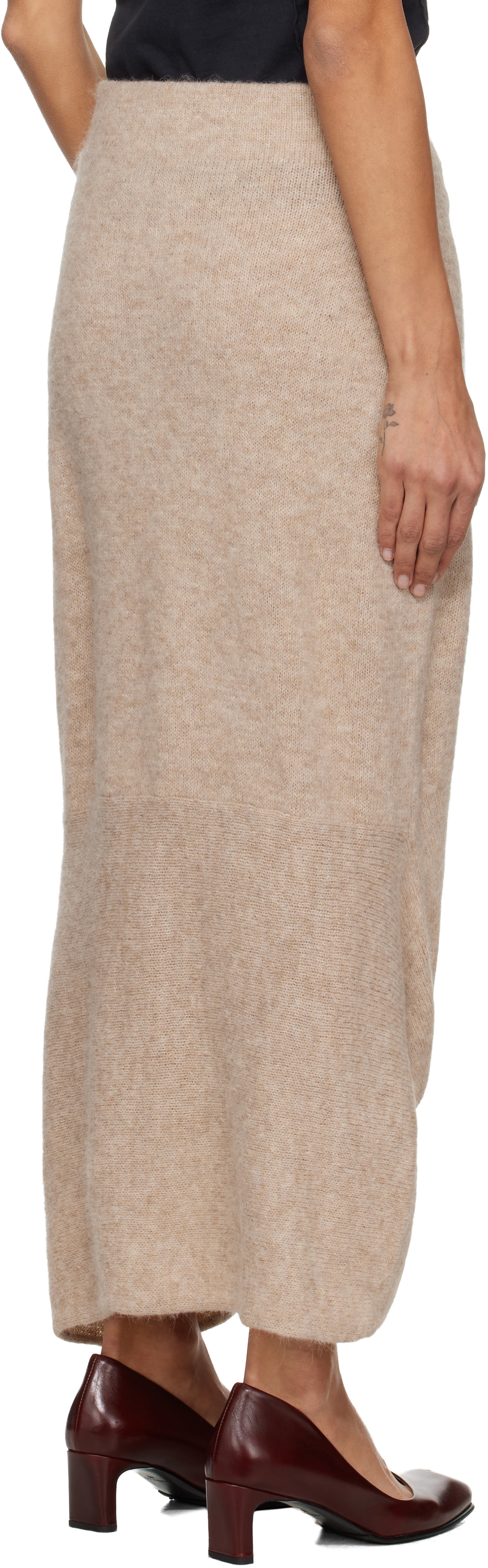 Lauren Manoogian Beige Knot Midi Skirt