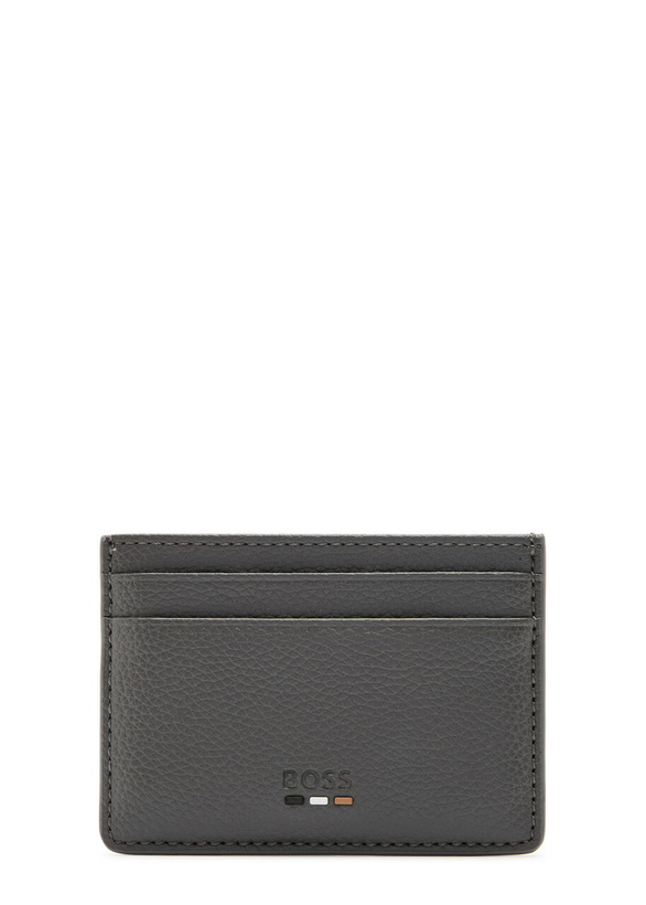 Photo: Boss Ray Grained Leather Card Holder - Grey - One Size