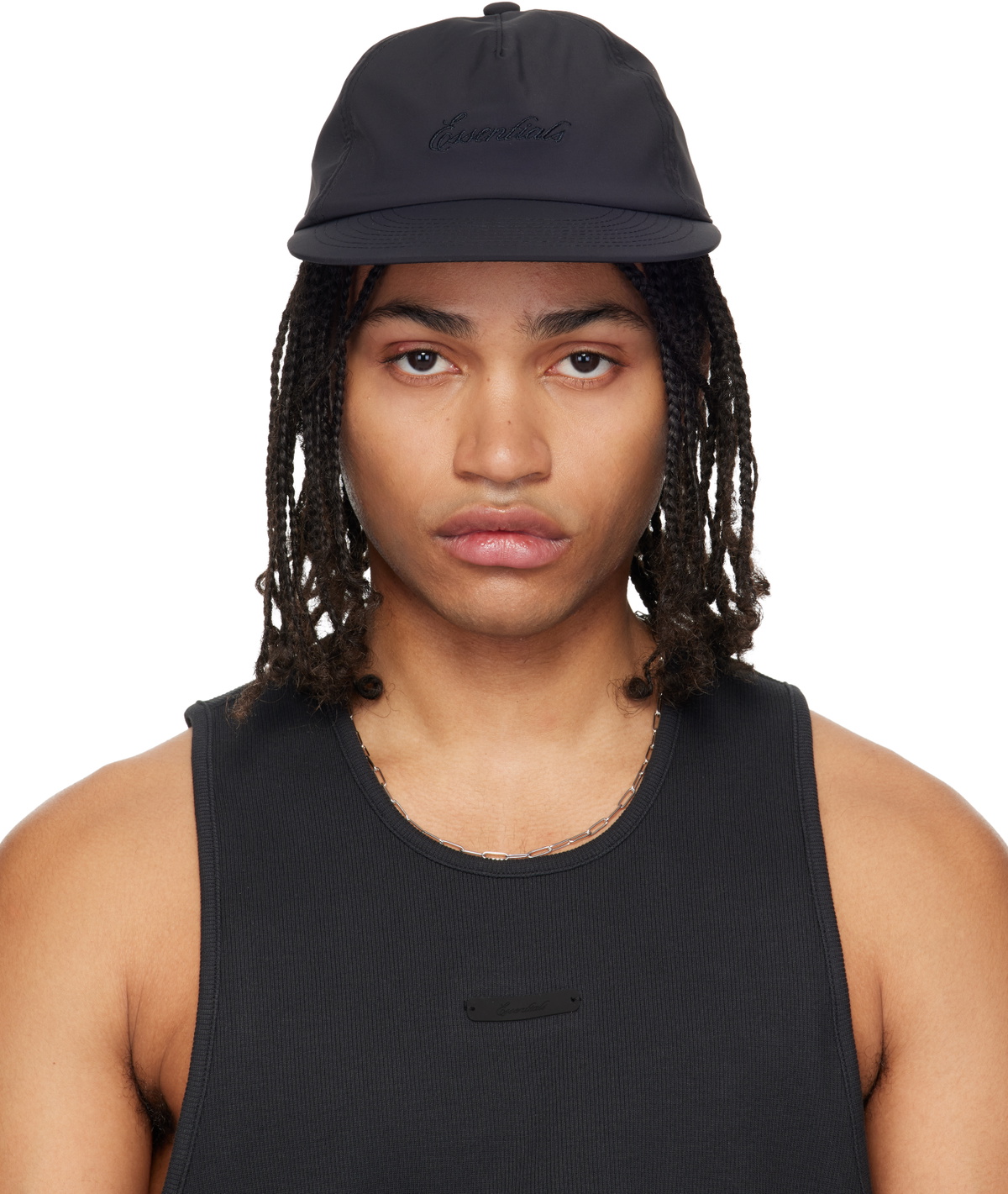 Fear of God ESSENTIALS Black Signature 5 Panel Cap