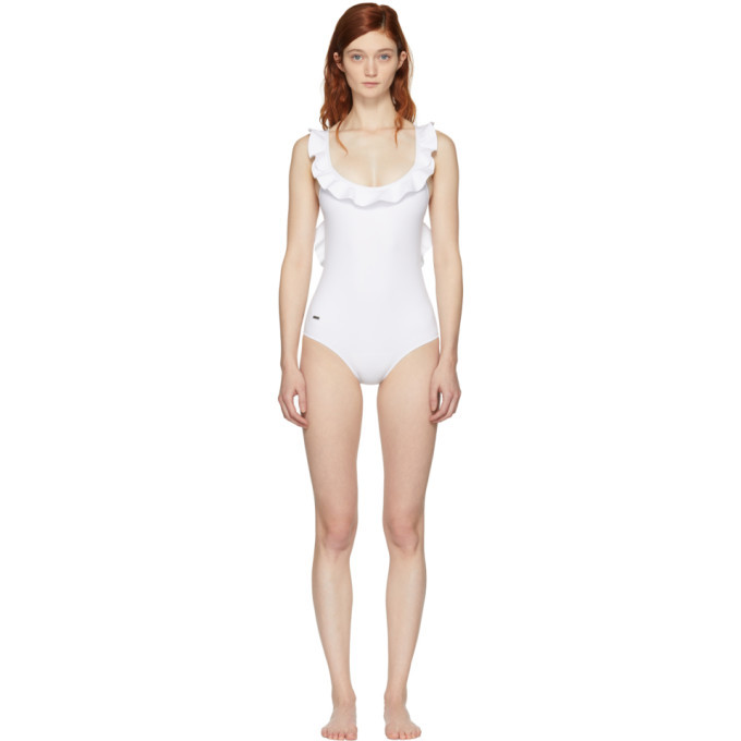 White sales frill swimsuit