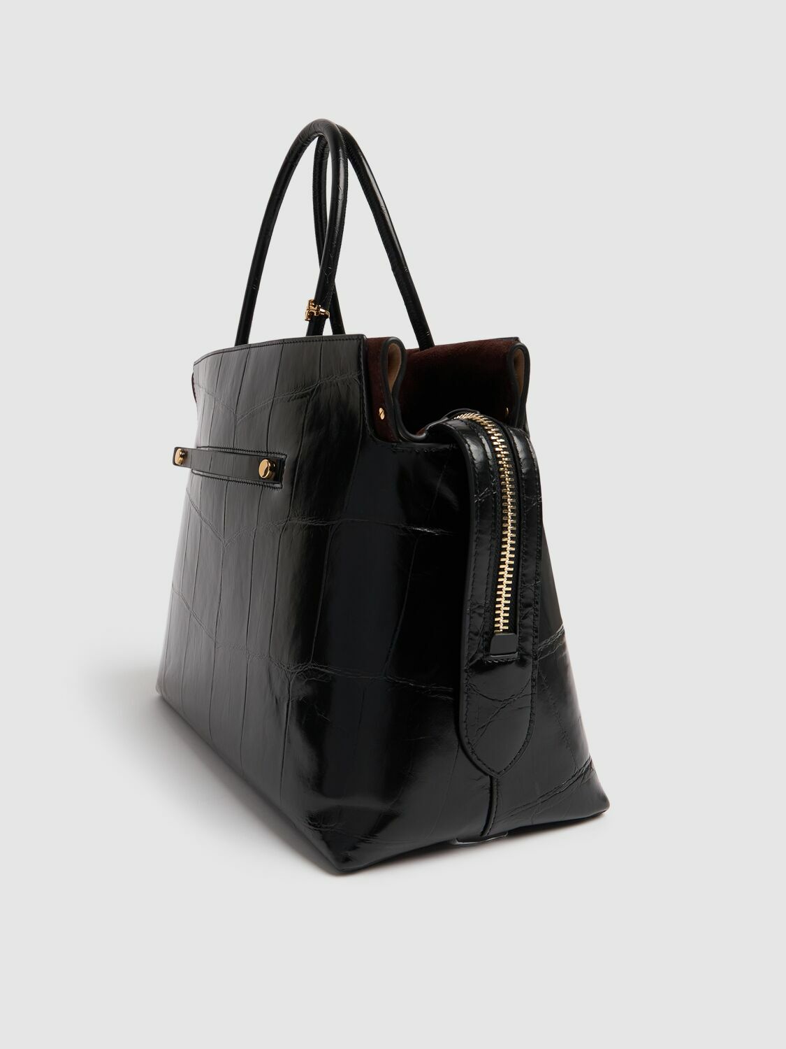 TORY BURCH Large Mercer Croc Embossed Satchel Bag Tory Burch