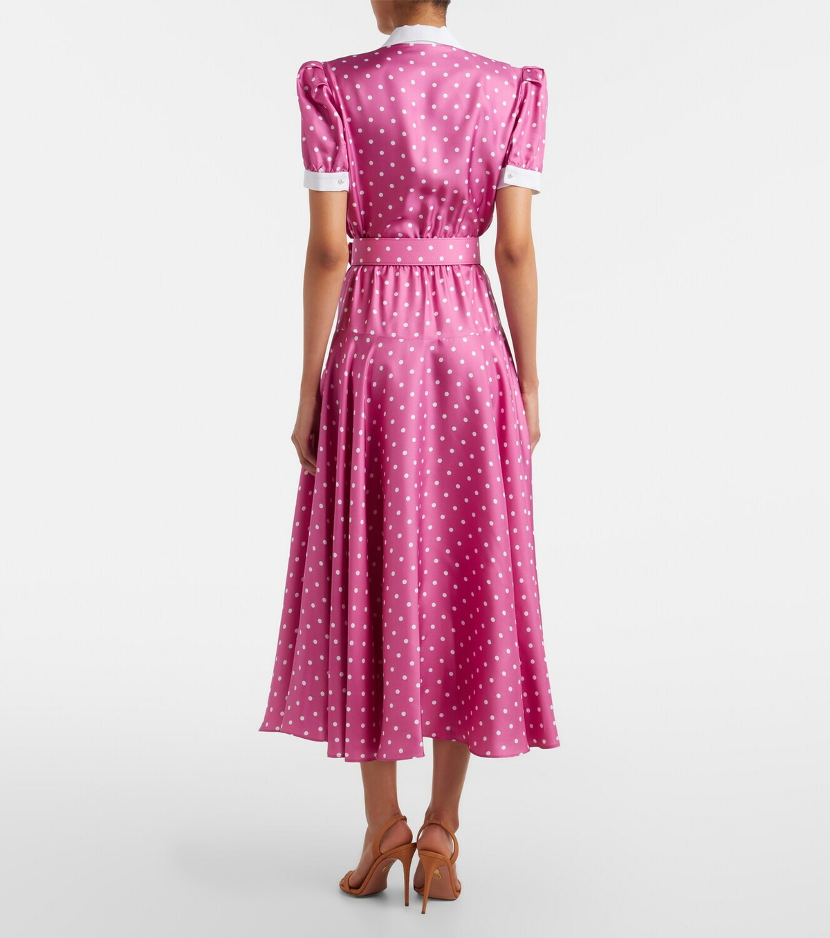 Rodarte Belted polka-dot silk twill midi dress