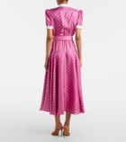 Rodarte Belted polka-dot silk twill midi dress