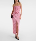 Alessandra Rich Polka-dot silk georgette bustier gown