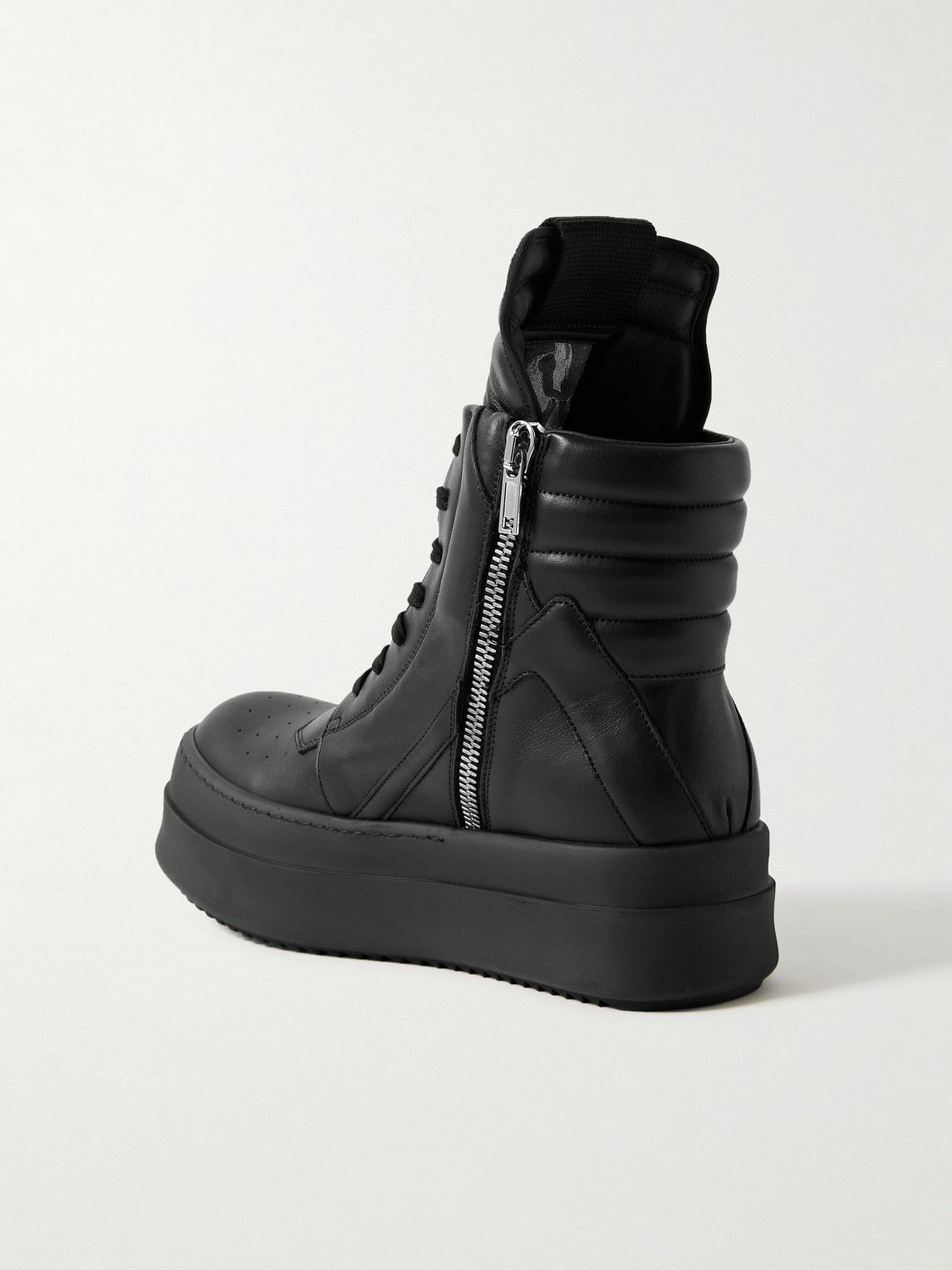 Rick Owens - Mega Geobasket Leather High-Top Sneakers - Black