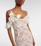 Self-Portrait Floral-appliqué lace gown