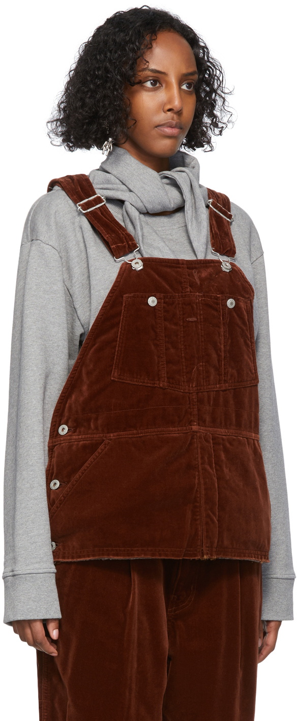 doublet Brown Velvet Cut Off Tank Top