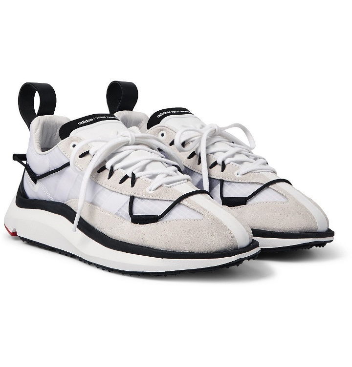 Photo: Y-3 - Shiku Run Leather and Suede-Trimmed Mesh Sneakers - White