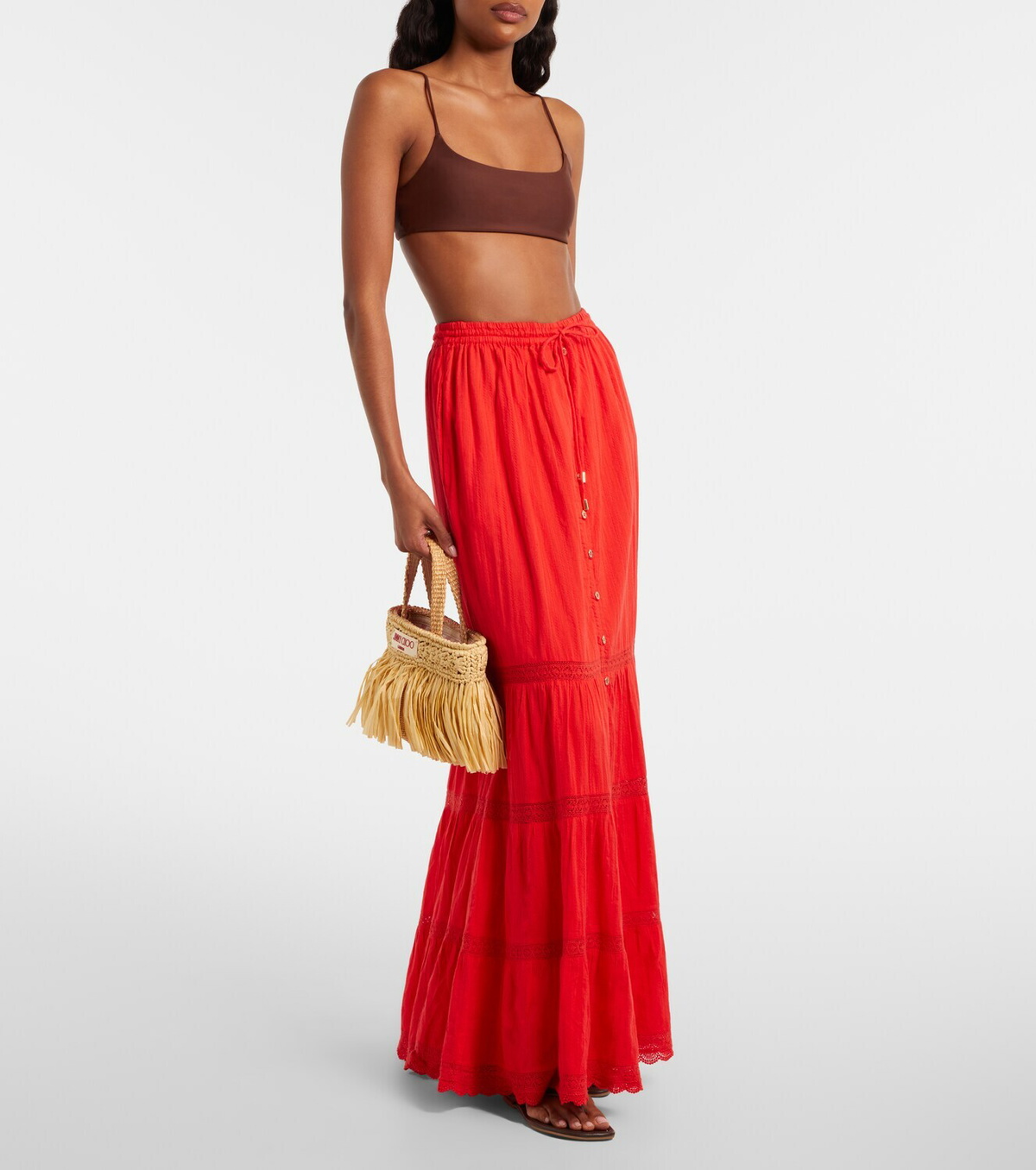 Melissa Odabash Marley crochet-trimmed cotton maxi skirt