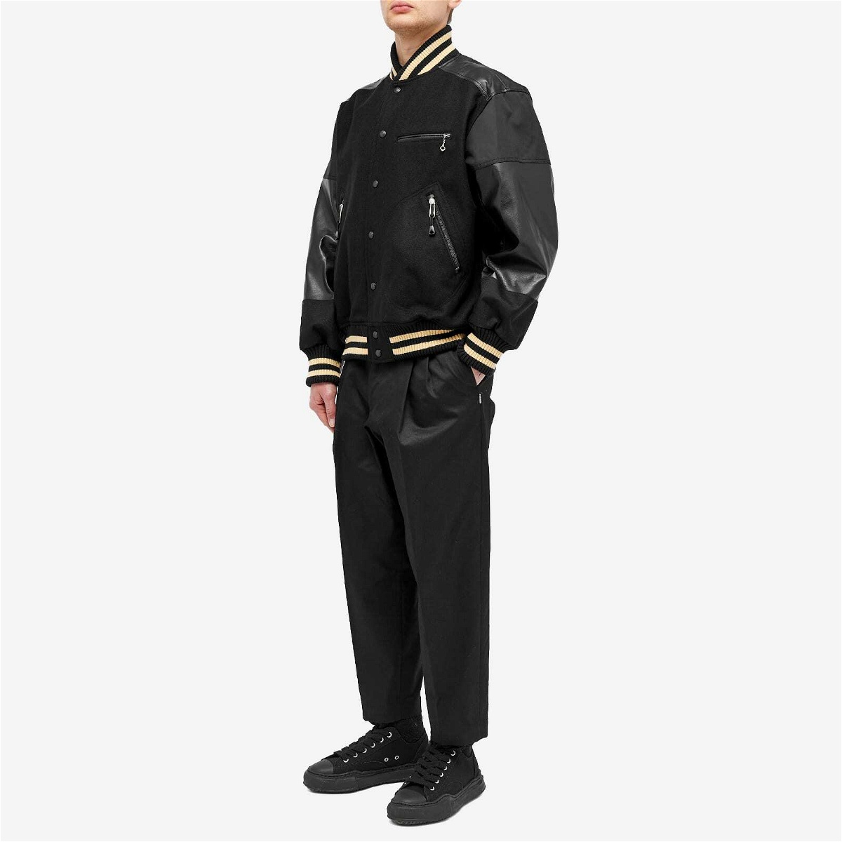 Junya Watanabe MAN Men's Wool & Nylon Varsity Jacket in Black Junya ...