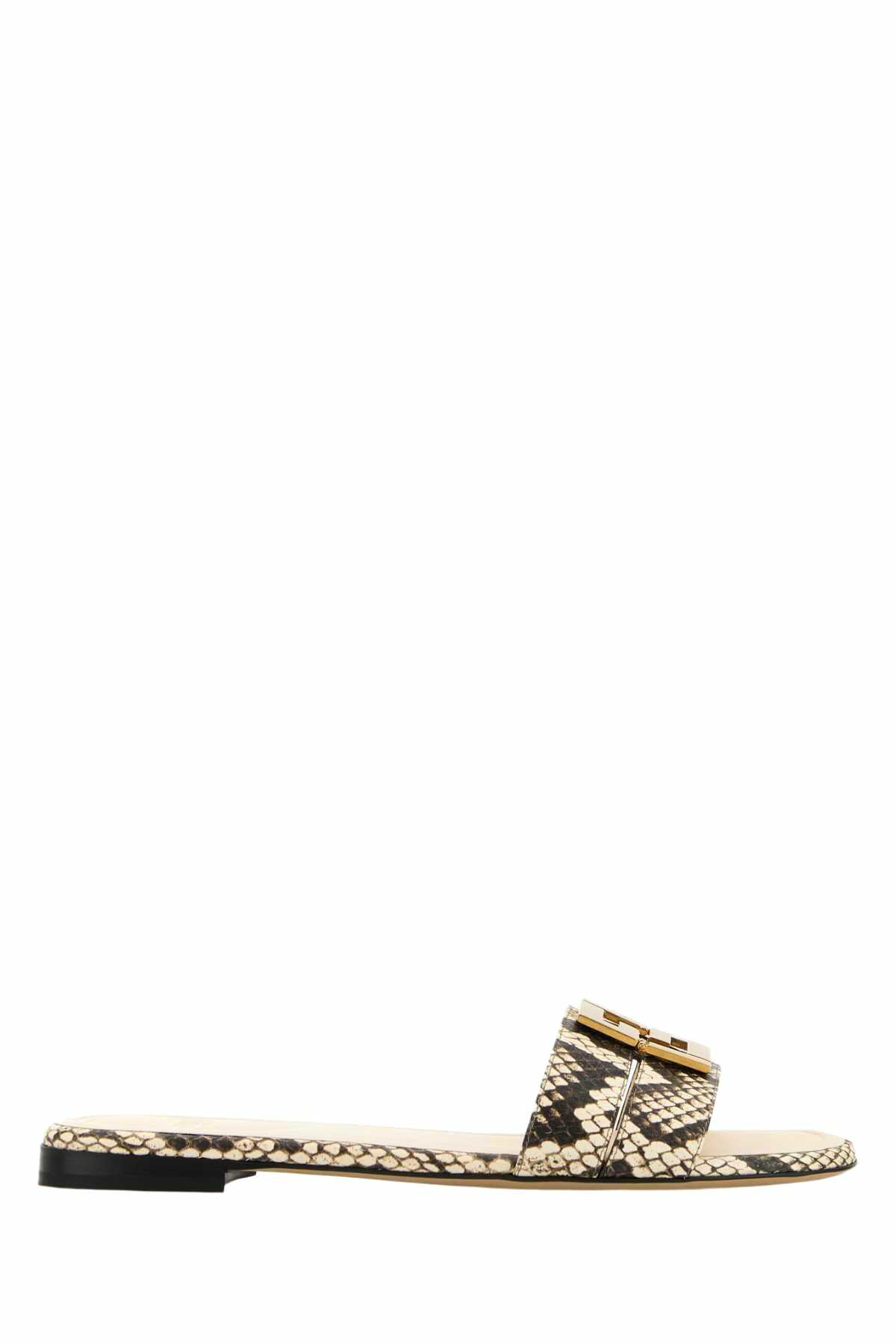 Fendi Silver Leather Baguette Slippers Fendi