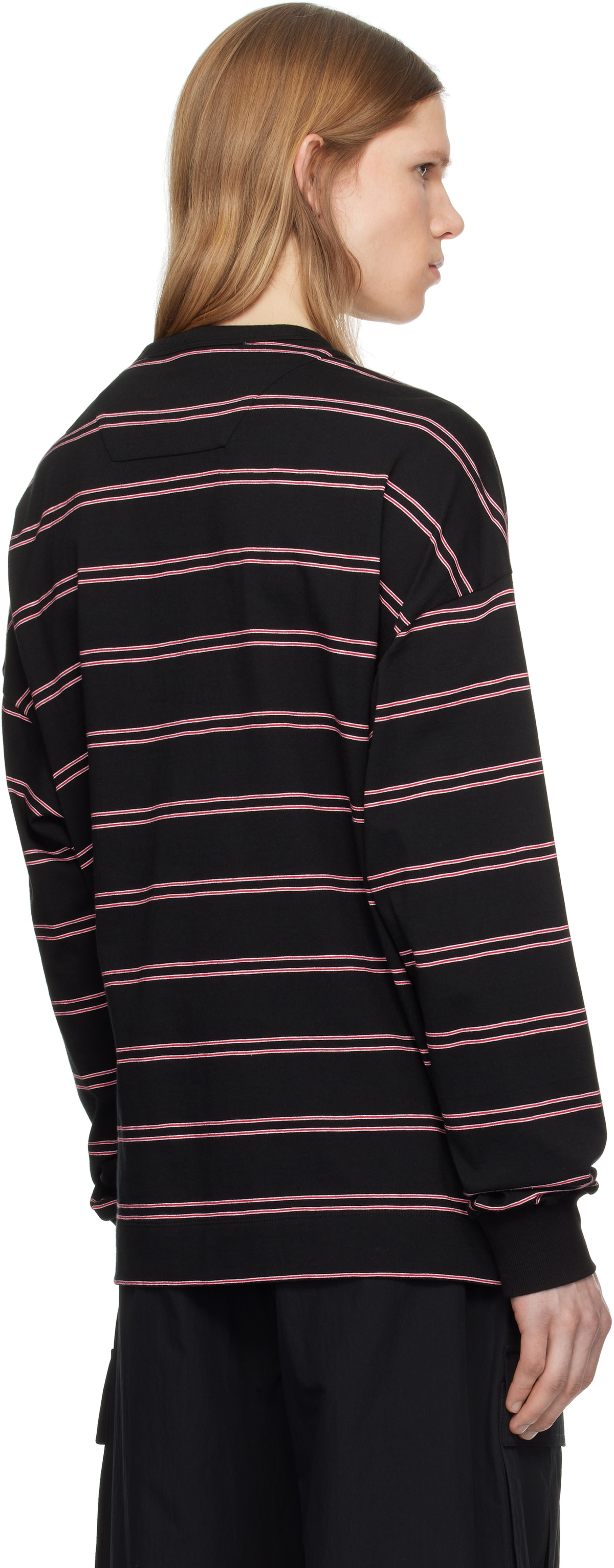 Juun.J Black Pin Stripe Long Sleeve T-shirt