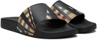 Burberry Black Sliced Check Slides