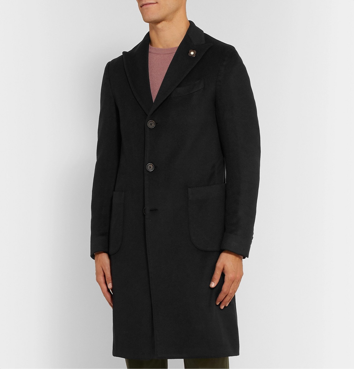 Lardini single-breasted peaked coat - Black