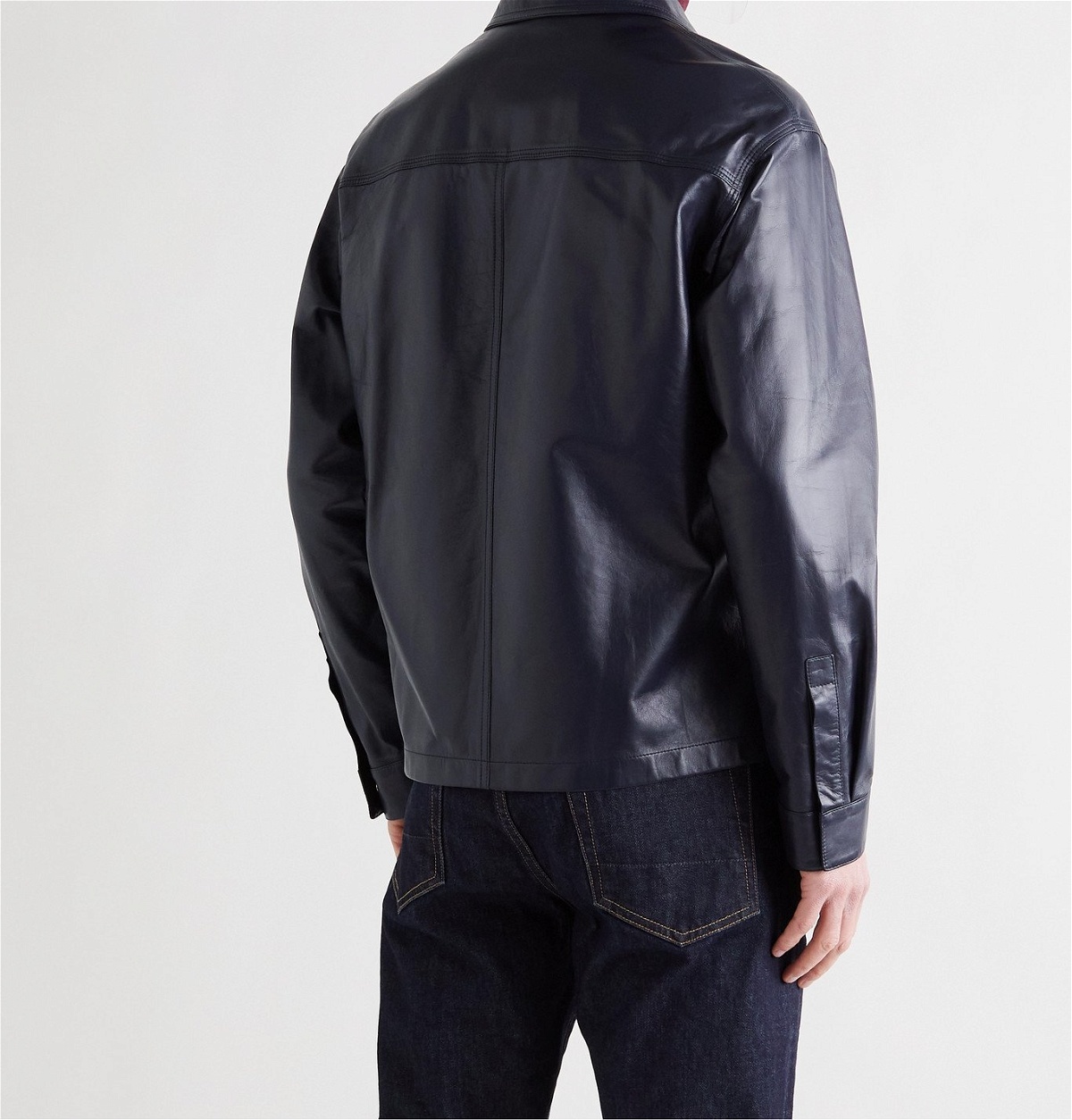 DUNHILL - Leather Jacket - Blue Dunhill