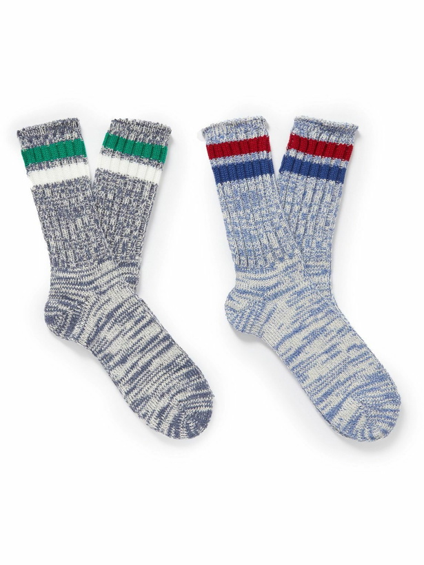 Photo: Anonymous ism - Two-Pack Remining Ribbed Recycled Cotton-Blend Socks