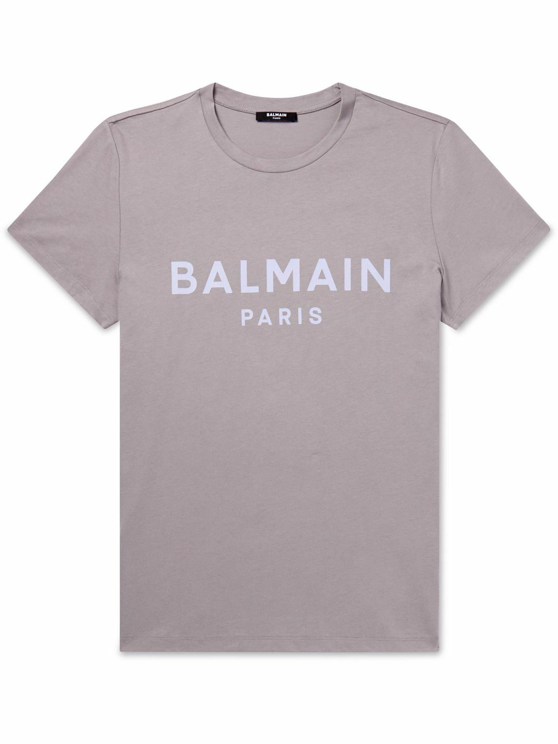 Beige Monogram-print cotton T-shirt, Balmain