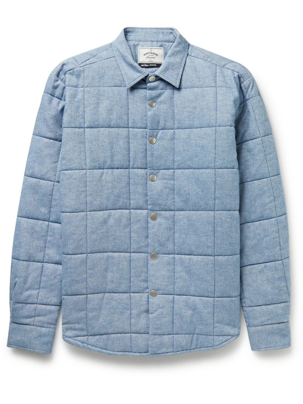 Photo: Portuguese Flannel - Quilted Padded Cotton-Flannel Overshirt - Blue