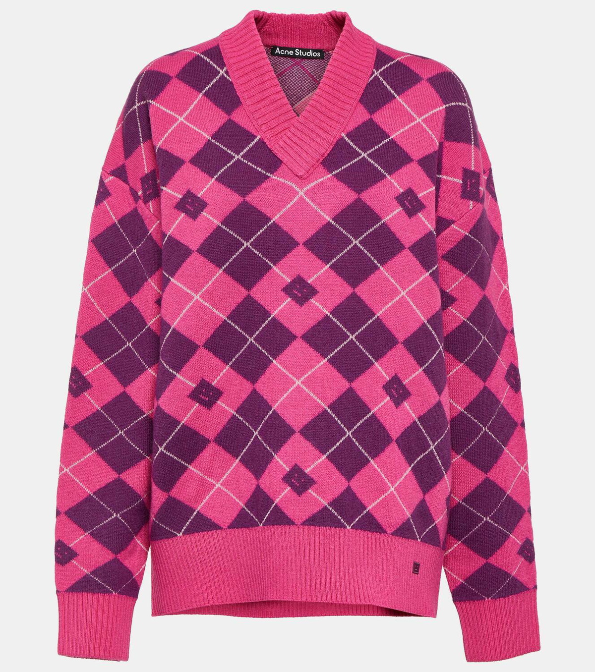 トップス Acne Studios Wool blend jacquard Knit Acne Studios - Jacquard sweater - White/black