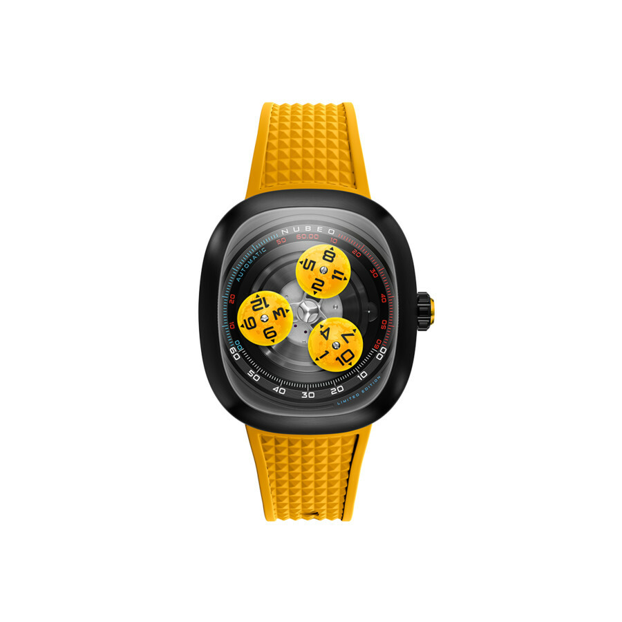 Nubeo Tri-Star Orbit Yellow Dial Mens Watch NB-6116-06