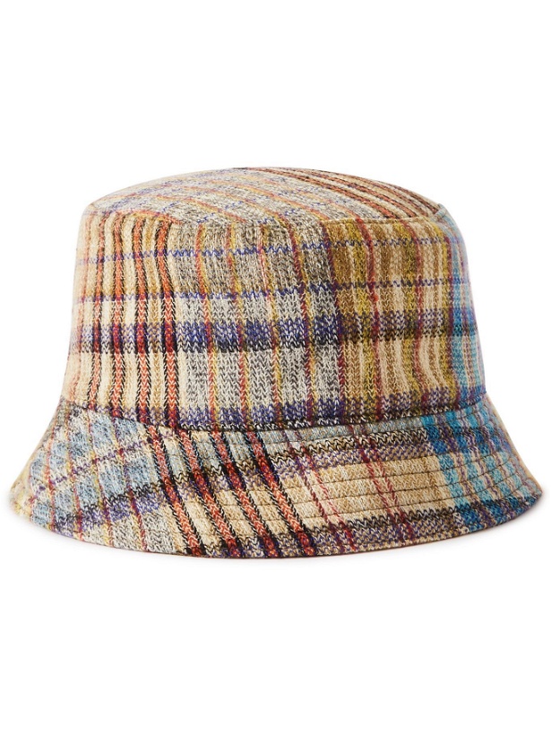 Photo: Missoni - Checked Wool-Blend Jacquard Bucket Hat - Blue