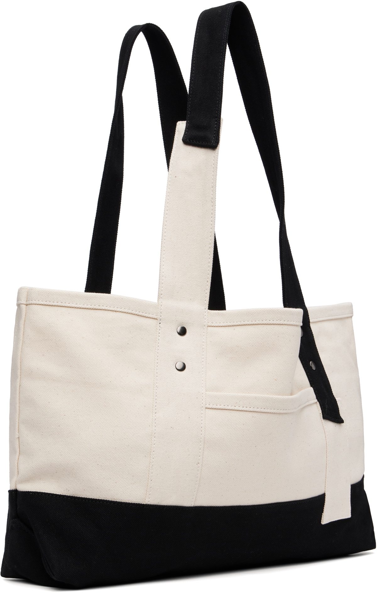 Y's Off-White & Black Big Washer Canvas Tote