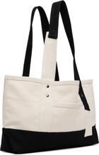 Y's Off-White & Black Big Washer Canvas Tote