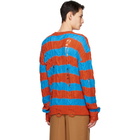 Andersson Bell Blue and Orange Knit Destroyed Sweater