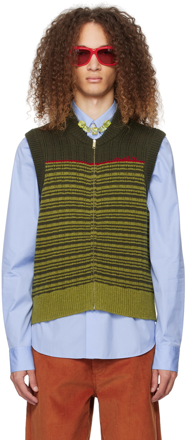 Marni Khaki Striped Vest Marni