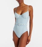 Simkhai Noa belted striped swimsuit