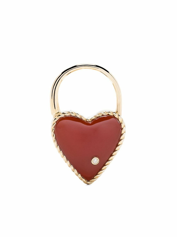 Photo: Yvonne Léon 9K Gold Creole Cadenas Coeur Agate Single Drop Earring