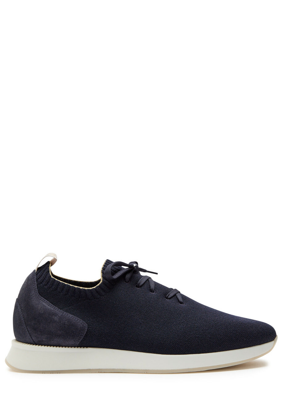 Aurélien Colour-blocked Knit Sneakers Navy