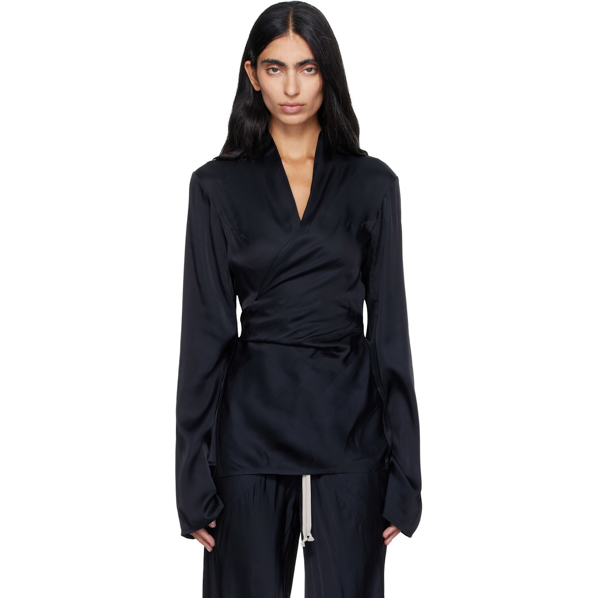 Rick Owens Black Tower Laura LS Blouse