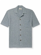 Altea - Slim-Fit Camp-Collar Ribbed Cotton-Blend Terry Shirt - Blue