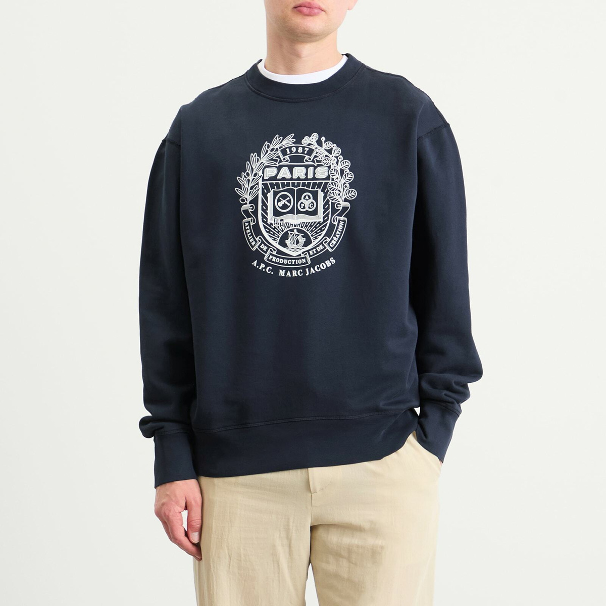 A.P.C. Men's x Marc Jacobs The Paris Crew Neck Sweatshirt in Dark Navy