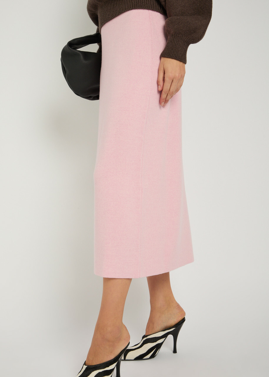 Khaite Patri Wool-blend Midi Skirt Light Pink