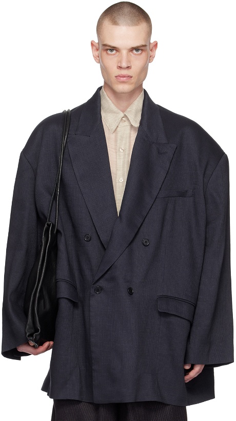 Photo: Hed Mayner Navy Double-Breasted Blazer