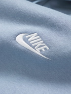 Nike - Logo-Embroidered Cotton-Blend Jersey Hoodie - Blue