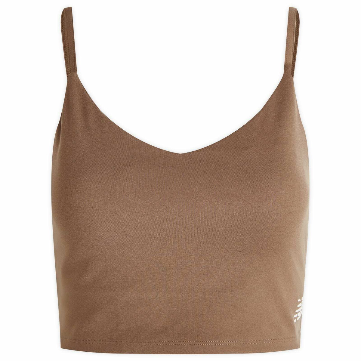 New Balance Women's Soft Bra Top in Dark Mushroom