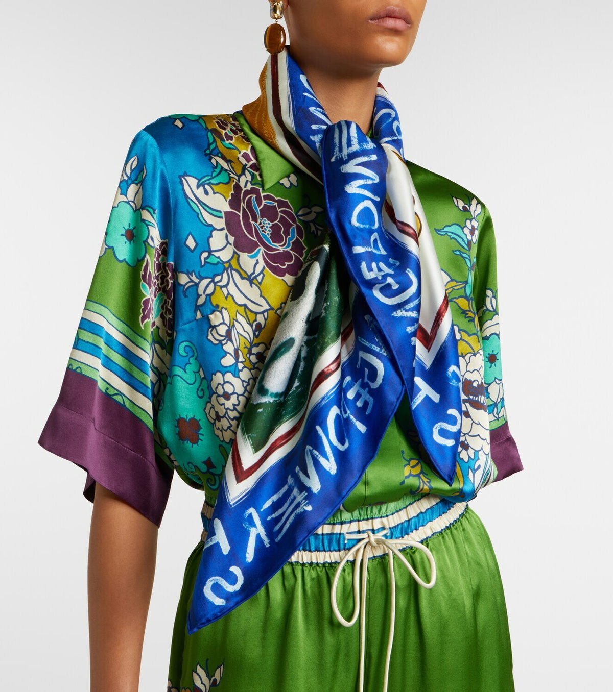 Alémais x MLAK Tangible Love printed silk twill scarf