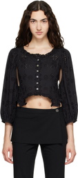 Sandy Liang Black Palisade Blouse