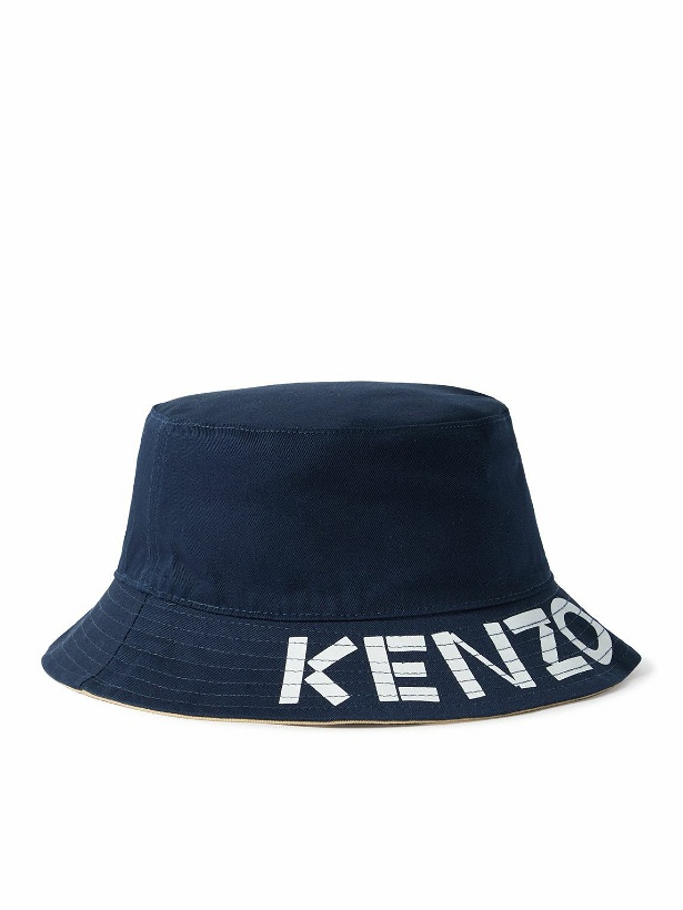 Photo: KENZO - Kenzo Graphy Reversible Logo-Detailed Cotton-Twill Bucket Hat - Blue