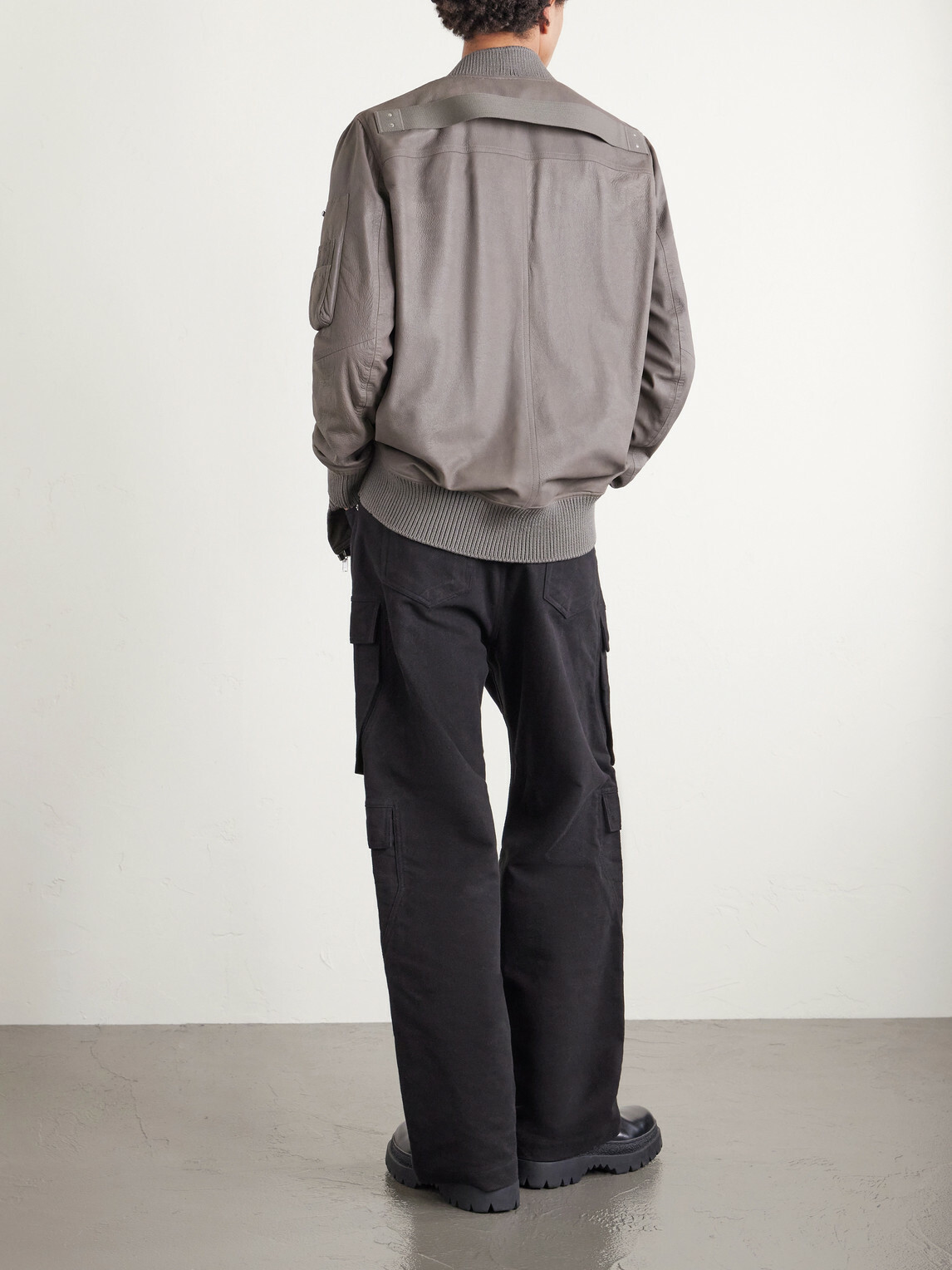 Rick Owens - Leather Bomber Jacket - Gray