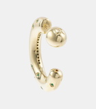 Lauren Rubinski Peggy 14kt gold hoop earrings with emeralds