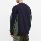 Sacai Men's MA- Crew Sweat in Navy/Khaki