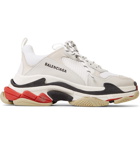 Balenciaga - Triple S Leather and Mesh Sneakers - White