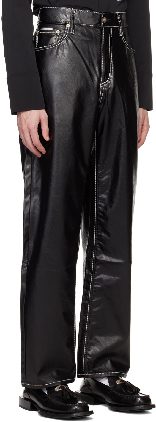 EYTYS Black Benz Faux-Leather Trousers