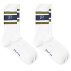 Palmes Men's Mid Stripe 2-Pack Sock in White