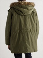 RRL - Faux Fur-Trimmed Waxed Cotton-Blend Hooded Parka - Green