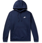 Nike - Club Logo-Embroidered Fleece-Back Cotton-Blend Jersey Hoodie - Blue